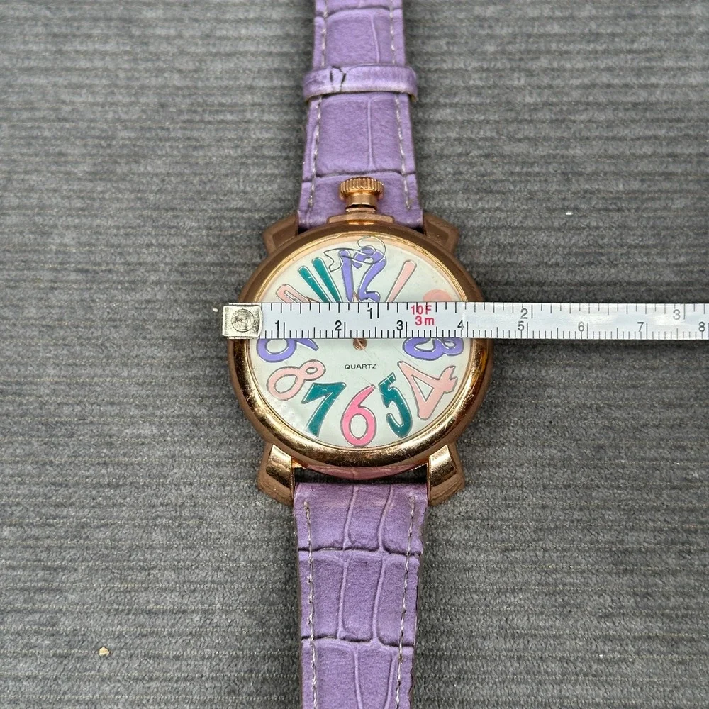 Via Nova Gaga Style Watch Rose Gold Tone Case Purple Croc Strap Colorful  Y2k